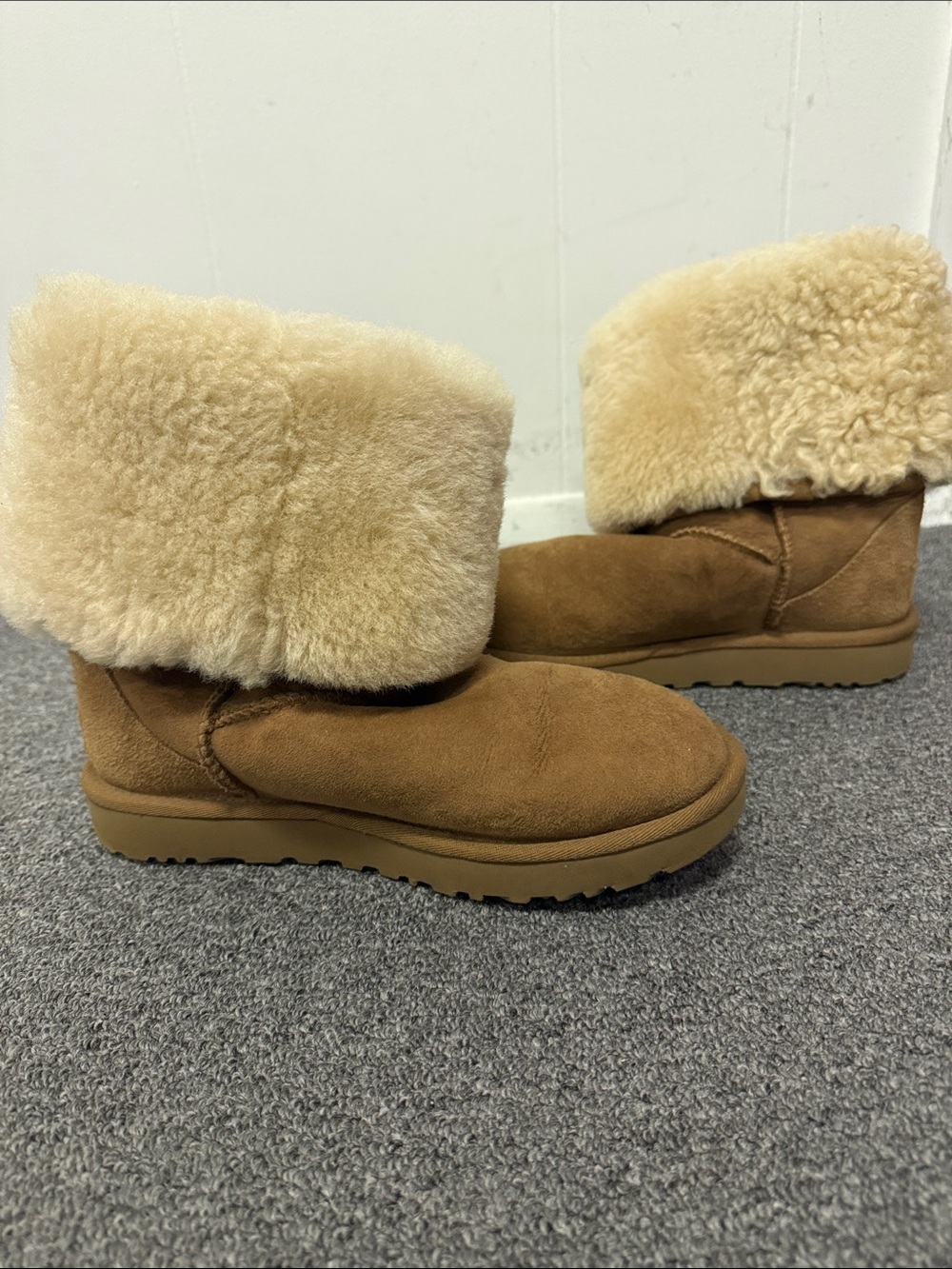 UGG Chestnut Suede Shearling Cuff Short Boots